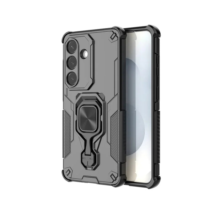 WANLONFENG For Samsung Galaxy S26 Phone Case  PC TPU Back Cover Kickstand with Tempered Glass - Black - 2