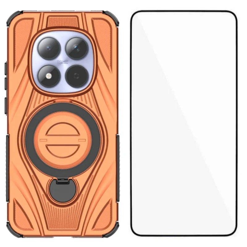 WANLONFENG For Xiaomi Redmi Note 15 Pro+ 5G (Global) / Xiaomi Poco M8 Pro 5G  XH Series Kickstand Case with Screen Film, Drop Proof PC TPU Phone Cover - Orange - 1