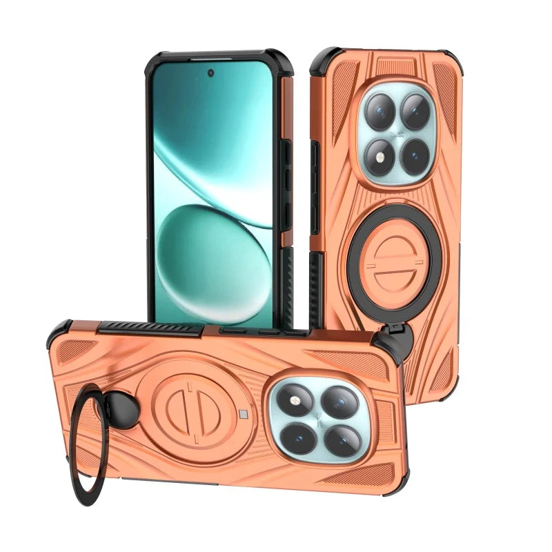 WANLONFENG For Xiaomi Redmi Note 15 Pro+ 5G (Global) / Xiaomi Poco M8 Pro 5G  XH Series Kickstand Case with Screen Film, Drop Proof PC TPU Phone Cover - Orange - 2