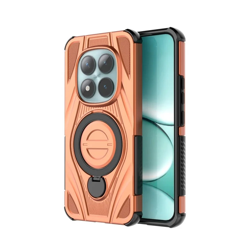 WANLONFENG For Xiaomi Redmi Note 15 Pro+ 5G (Global) / Xiaomi Poco M8 Pro 5G  XH Series Kickstand Case with Screen Film, Drop Proof PC TPU Phone Cover - Orange - 3