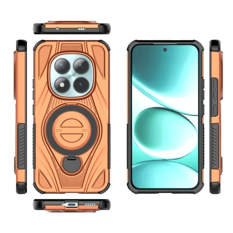 WANLONFENG For Xiaomi Redmi Note 15 Pro+ 5G (Global) / Xiaomi Poco M8 Pro 5G  XH Series Kickstand Case with Screen Film, Drop Proof PC TPU Phone Cover - Orange - 4