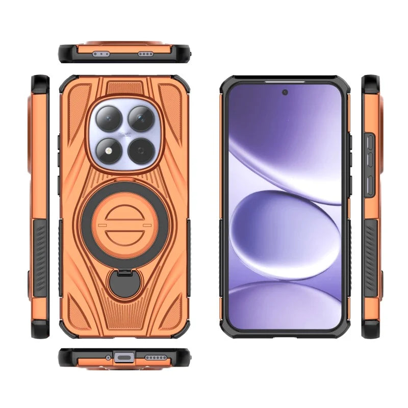 WANLONFENG For Xiaomi Redmi Note 15 Pro 5G (Global)  XH Series Kickstand Case with Screen Film, Drop Proof PC TPU Phone Cover - Orange - 3