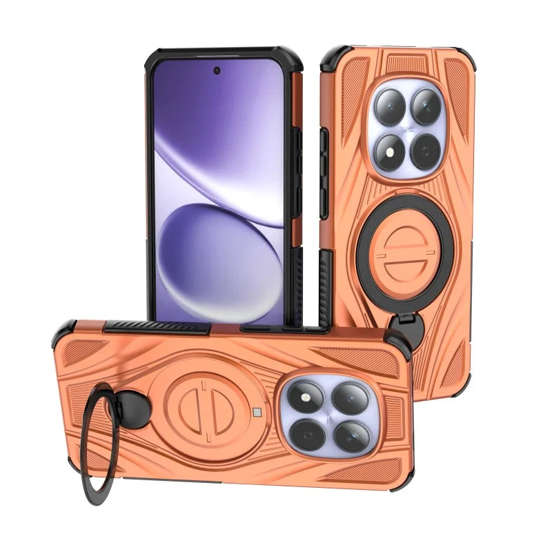 WANLONFENG For Xiaomi Redmi Note 15 Pro 5G (Global)  XH Series Kickstand Case with Screen Film, Drop Proof PC TPU Phone Cover - Orange - 4
