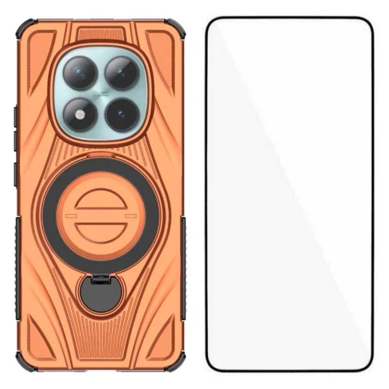 WANLONFENG For Xiaomi Redmi Note 15 5G (Global) / Xiaomi Poco M8 5G  XH Series Kickstand Case with Screen Film, Drop Proof PC TPU Phone Cover - Orange - 1