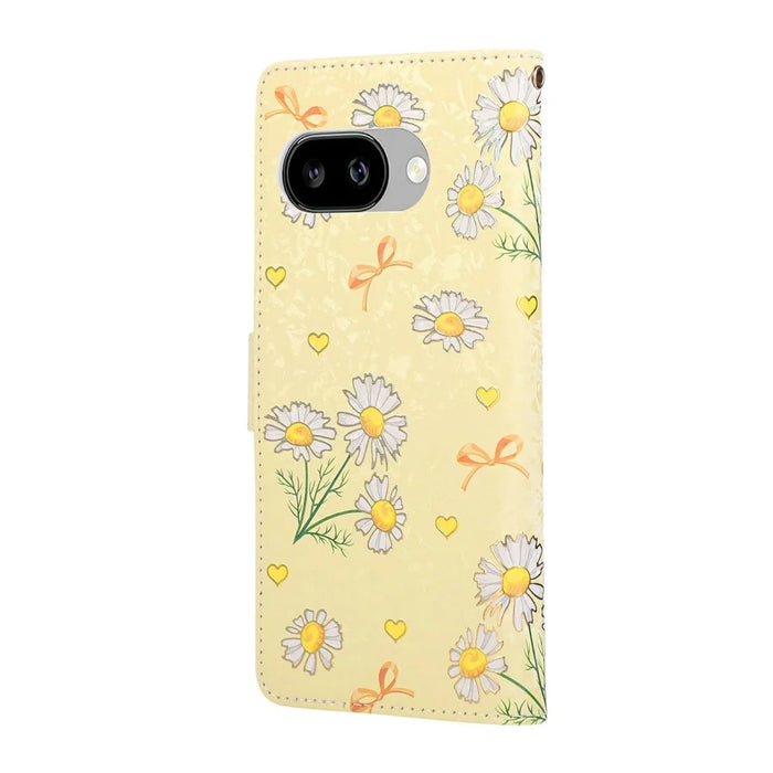 For Google Pixel 10a Case RFID Blocking Flower Leather Phone Cover - Yellow Daisy - 6