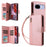 For Google Pixel 10a Case Zipper Wallet Rivet Decor Leather Phone Cover with Wrist Strap - Rose Gold - 1