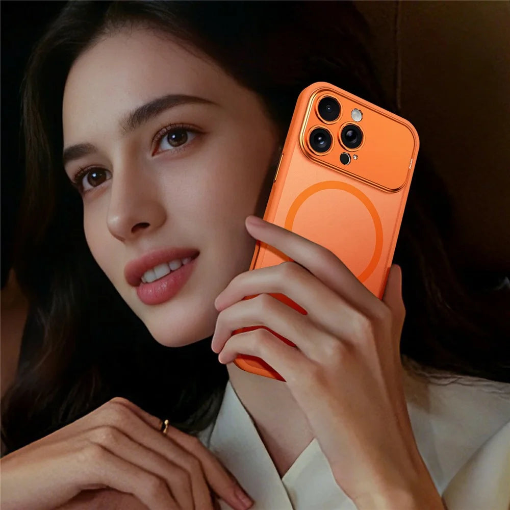 SULADA For iPhone 16 Pro Magnetic Phone Case Transfer to 17 Pro PC TPU Cell Phone Cover - Orange - 7