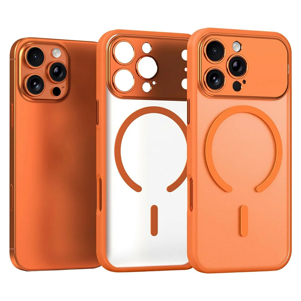 SULADA For iPhone 16 Pro Max Magnetic Phone Case Transfer to 17 Pro Max PC TPU Cell Phone Cover - Orange - 1