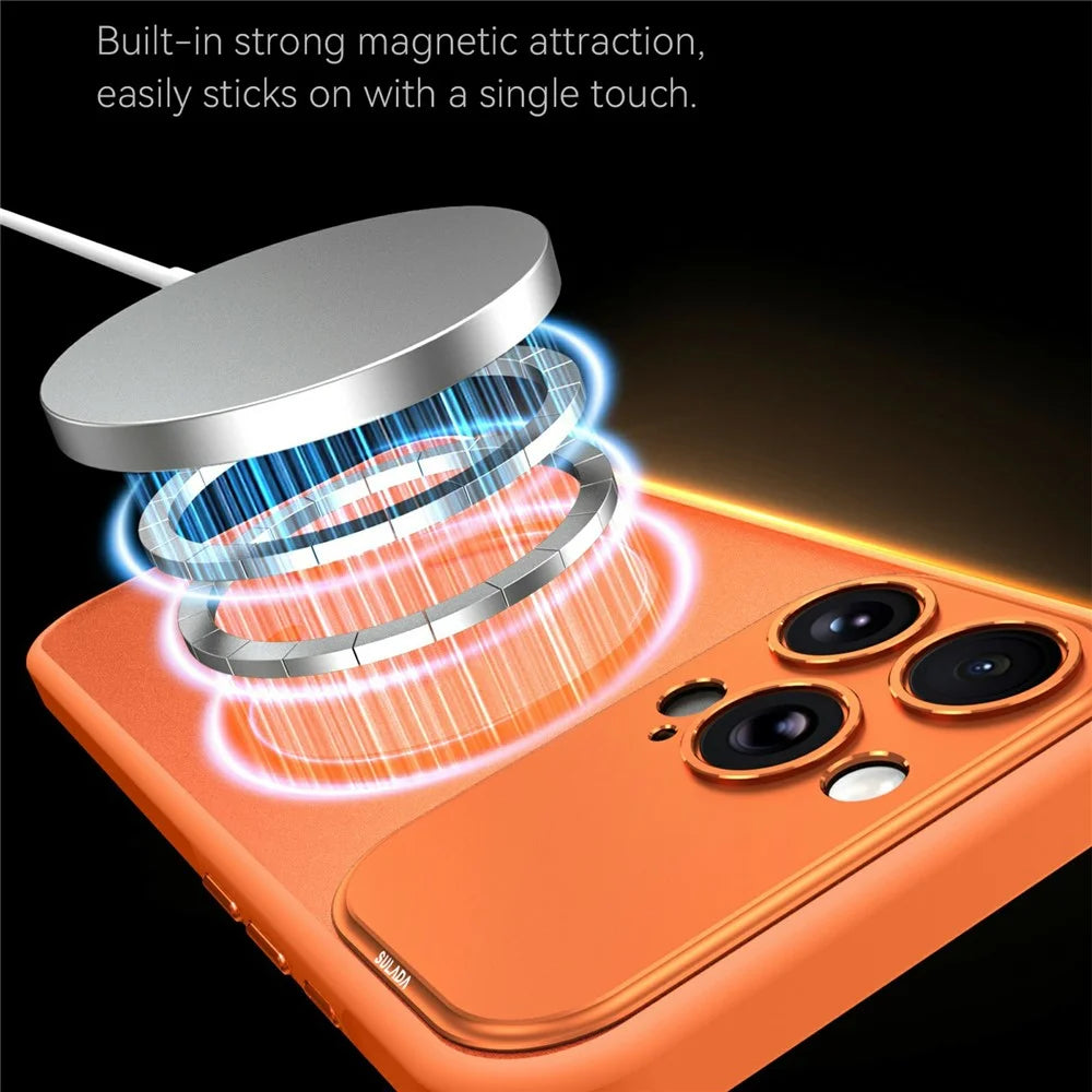 SULADA For iPhone 16 Pro Max Magnetic Phone Case Transfer to 17 Pro Max PC TPU Cell Phone Cover - Orange - 3