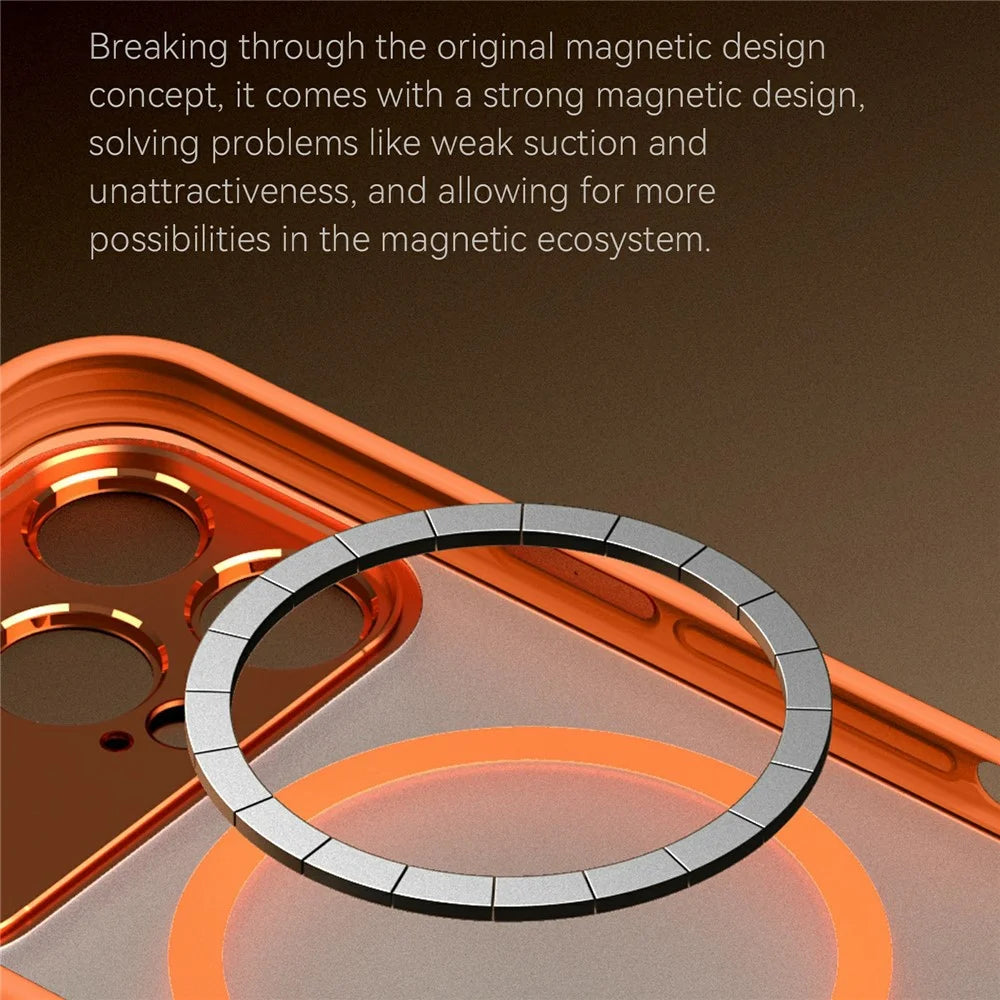 SULADA For iPhone 16 Pro Max Magnetic Phone Case Transfer to 17 Pro Max PC TPU Cell Phone Cover - Orange - 4