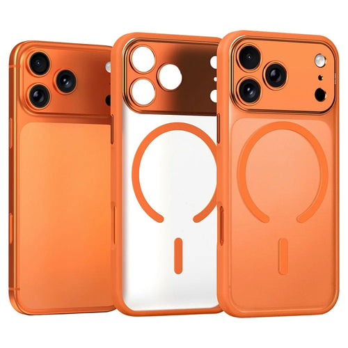 SULADA For iPhone 17 Pro Max Magnetic Phone Case PC TPU Cell Phone Back Cover Compatible with MagSafe - Orange - 1