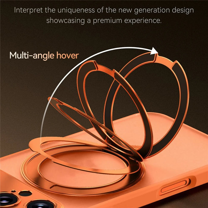 SULADA For iPhone 16 Pro Magnetic Phone Case Transfer to 17 Pro with 360° Rotating Kickstand PC TPU Back Cover - Orange - 3