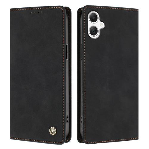 For Samsung Galaxy A08 5G / A08 4G / A07 4G / A06 4G / A06 5G Case HX RFID Blocking Wallet Stand Leather Flip Phone Cover - Black - 1