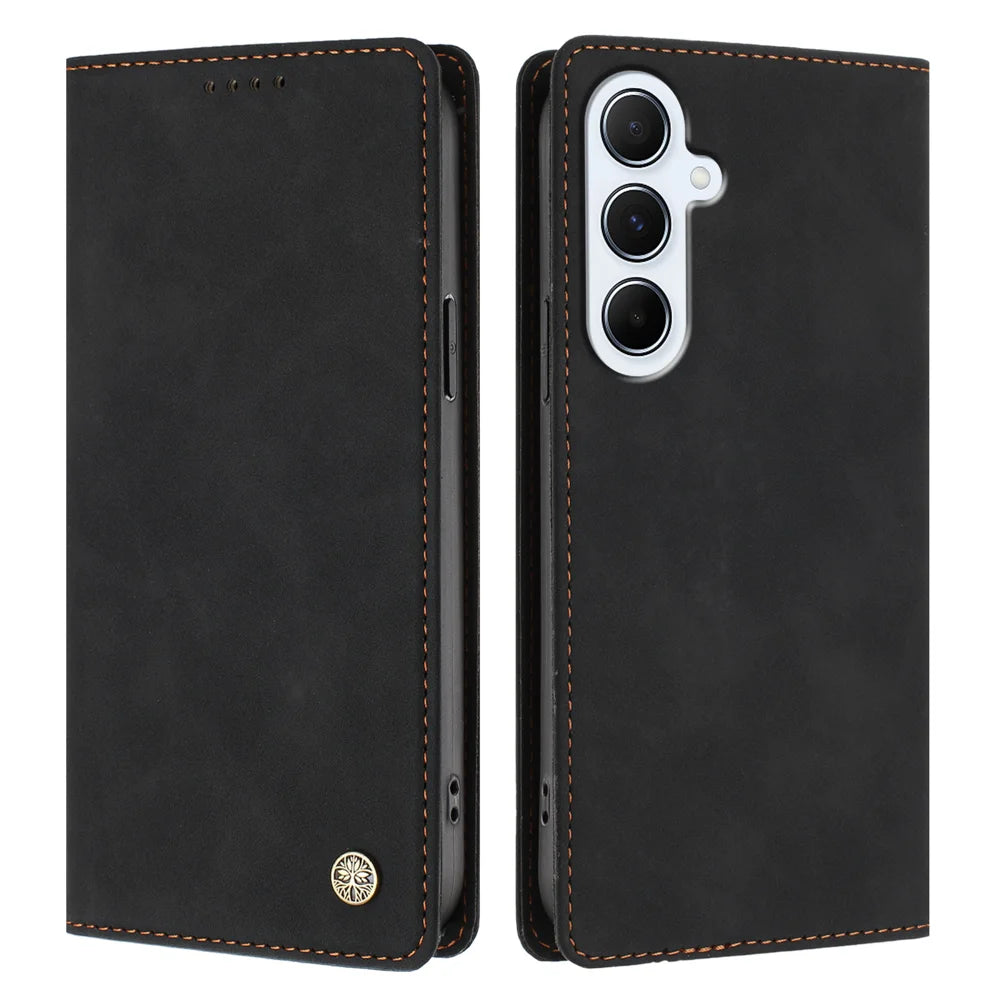 For Samsung Galaxy A16 4G / Galaxy A16 5G Case HX RFID Blocking Wallet Stand Leather Flip Phone Cover - Black - 1