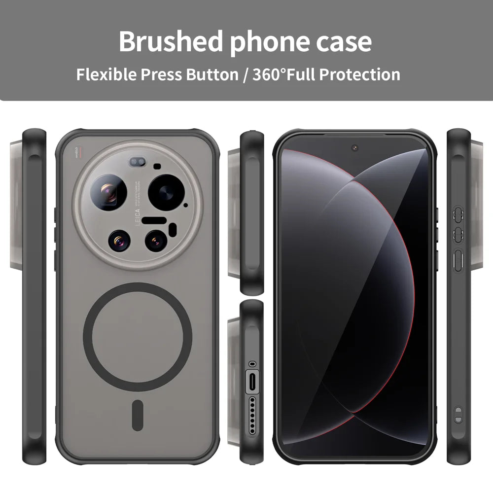 WANLONFENG For Xiaomi 17 Ultra 5G Magnetic Case with Screen Film  FD Series Skin Touch TPU + PC Phone Back Cover - Black - 3