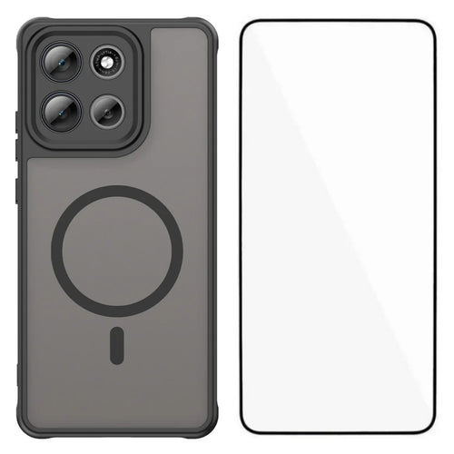 WANLONFENG For Motorola Moto G86 Power 5G / Motorola Moto G86 5G Magnetic Case with Screen Film  FD Series Skin Touch TPU + PC Phone Back Cover - Black - 1