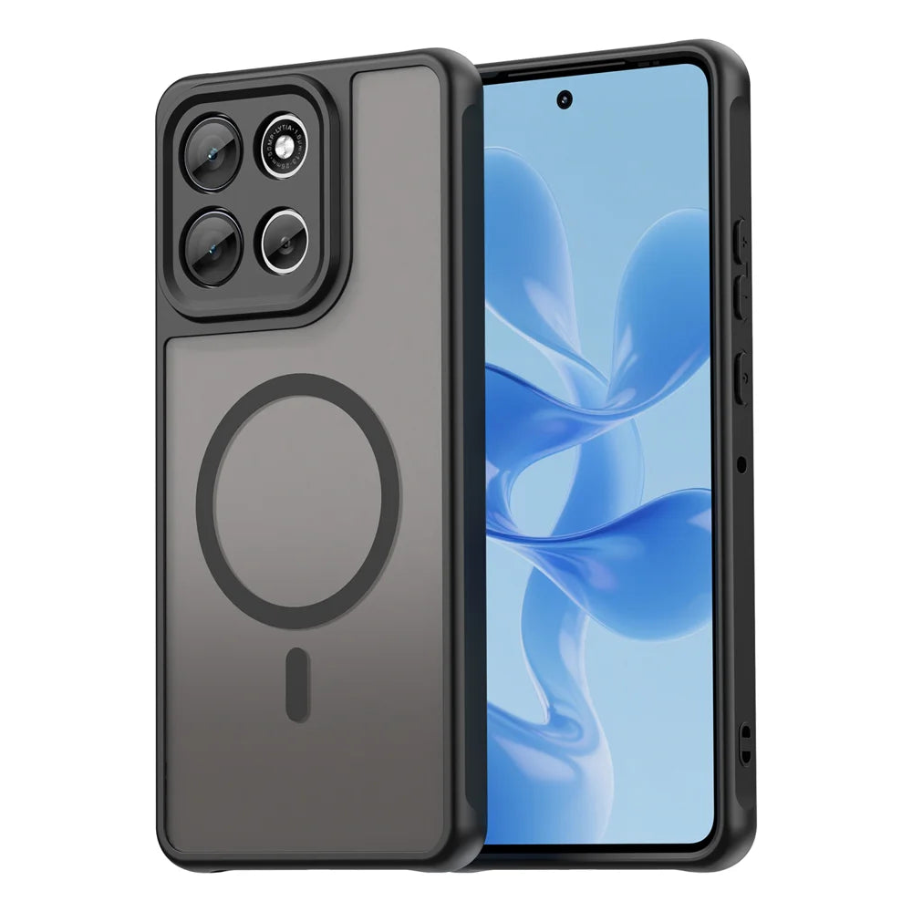 WANLONFENG For Motorola Moto G86 Power 5G / Motorola Moto G86 5G Magnetic Case with Screen Film  FD Series Skin Touch TPU + PC Phone Back Cover - Black - 2