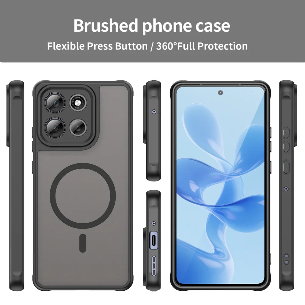 WANLONFENG For Motorola Moto G86 Power 5G / Motorola Moto G86 5G Magnetic Case with Screen Film  FD Series Skin Touch TPU + PC Phone Back Cover - Black - 3