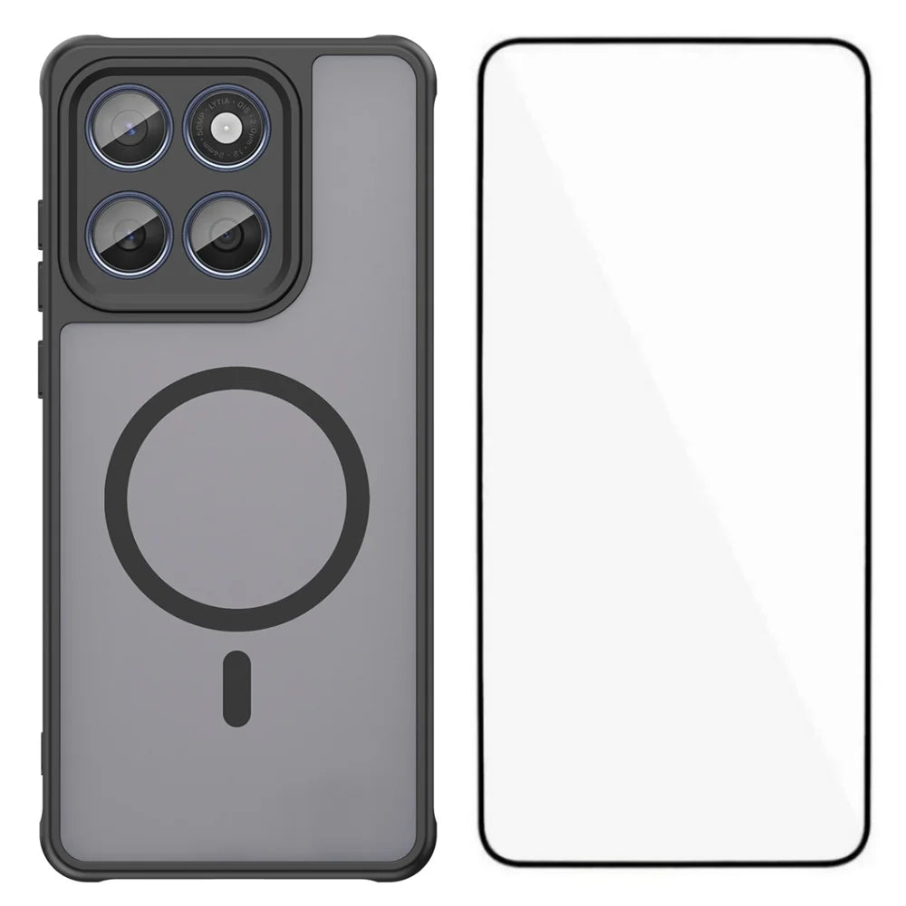 WANLONFENG For Motorola Edge 60 5G / Motorola Edge 60 Fusion 5G Magnetic Case with Screen Film  FD Series Skin Touch TPU + PC Phone Back Cover - Black - 1