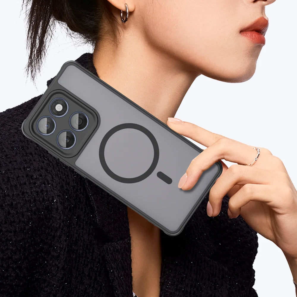 WANLONFENG For Motorola Edge 60 5G / Motorola Edge 60 Fusion 5G Magnetic Case with Screen Film  FD Series Skin Touch TPU + PC Phone Back Cover - Black - 4