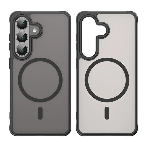 WANLONFENG FD Series For Samsung Galaxy S26 Magnetic Case PC TPU Skin Touch Anti-drop Large Lens Phone Back Cover with Tempered Glass - Black - 2