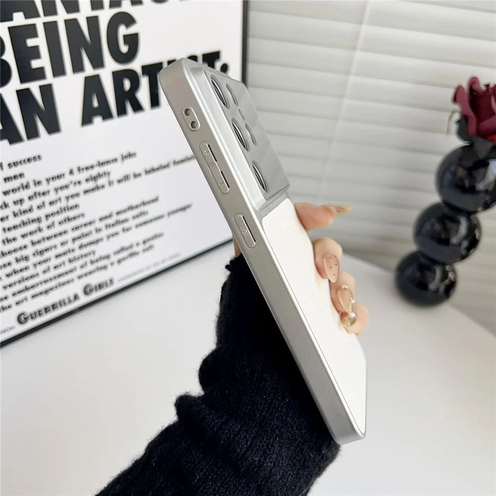 For Samsung Galaxy S26 Ultra Magnetic Case Precise Cutouts Textured PU Leather Coated PC + TPU Phone Cover - White - 4