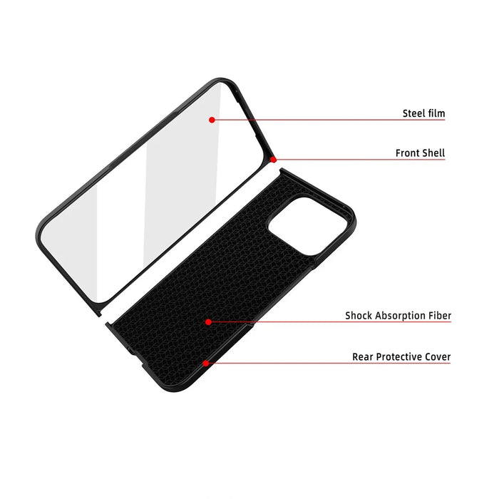 For Google Pixel 10 Pro Fold Case Litchi Texture PU+PC Invisible Kickstand Phone Cover with Screen  /  Lens Film - Texture Black - 6