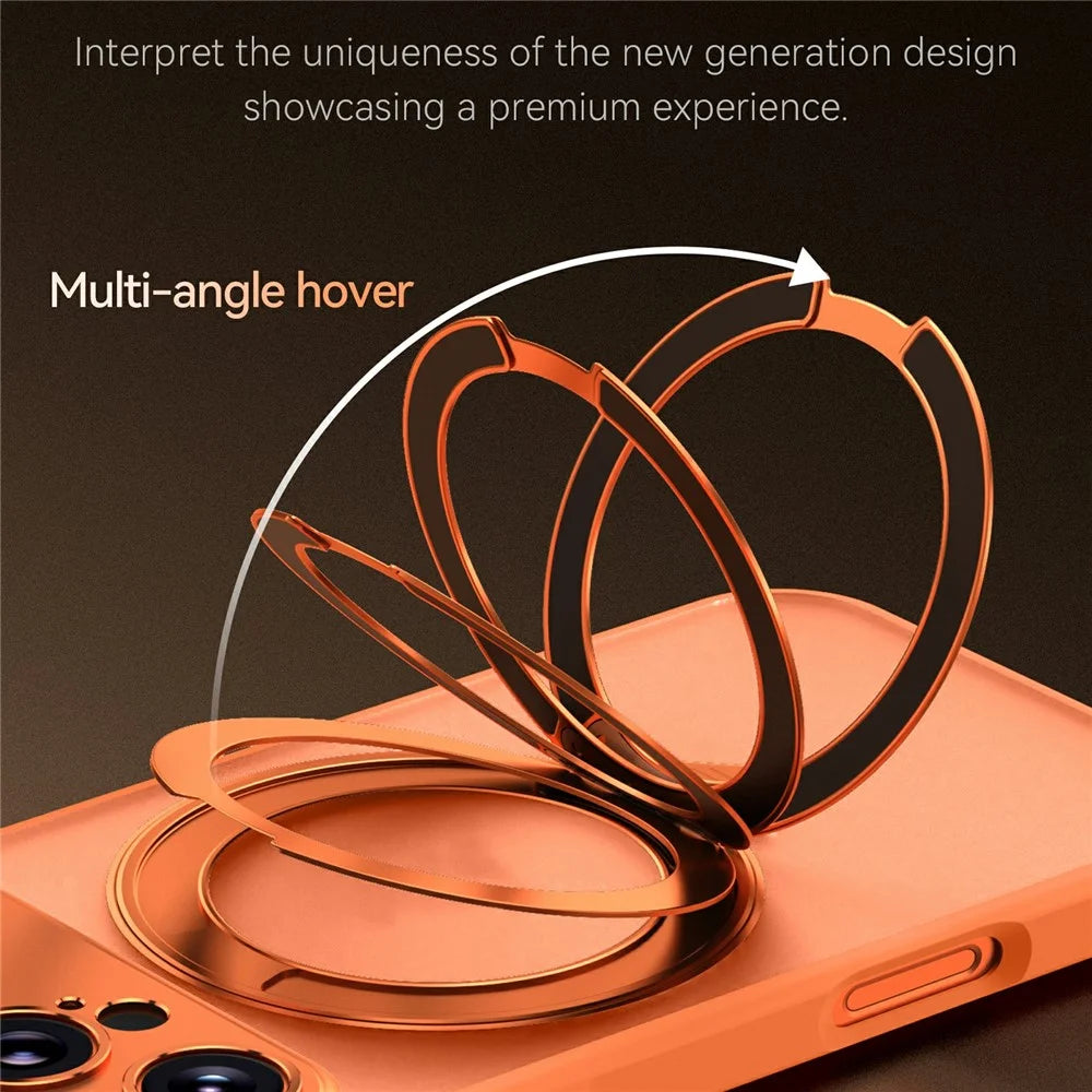 SULADA For iPhone 16 Pro Max Magnetic Case with 360° Rotating Kickstand Transfer to 17 Pro Max PC TPU Phone Cover Compatible with MagSafe - Orange - 3