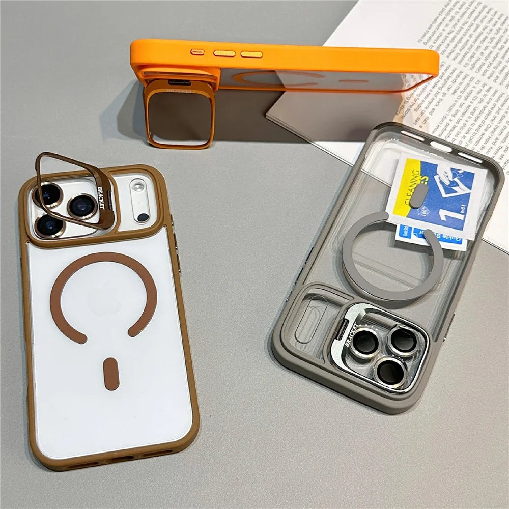 For iPhone 18 Pro Max / 17 Pro Max Case Compatible with MagSafe TPU Acrylic Phone Cover with Lens Frame Kickstand  /  Lens Film - Dark Purple - 2