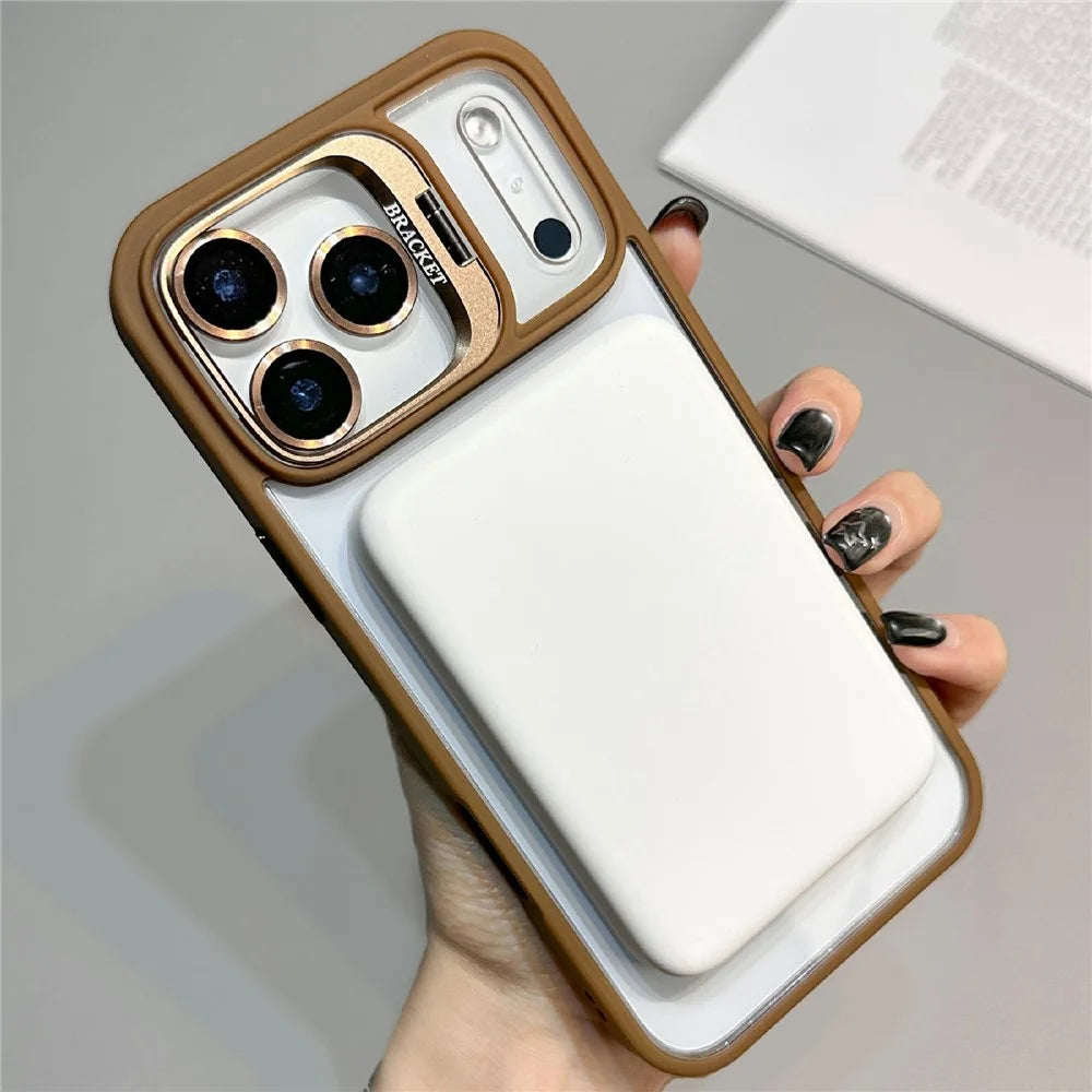 For iPhone 18 Pro Max / 17 Pro Max Case Compatible with MagSafe TPU Acrylic Phone Cover with Lens Frame Kickstand  /  Lens Film - Dark Purple - 3