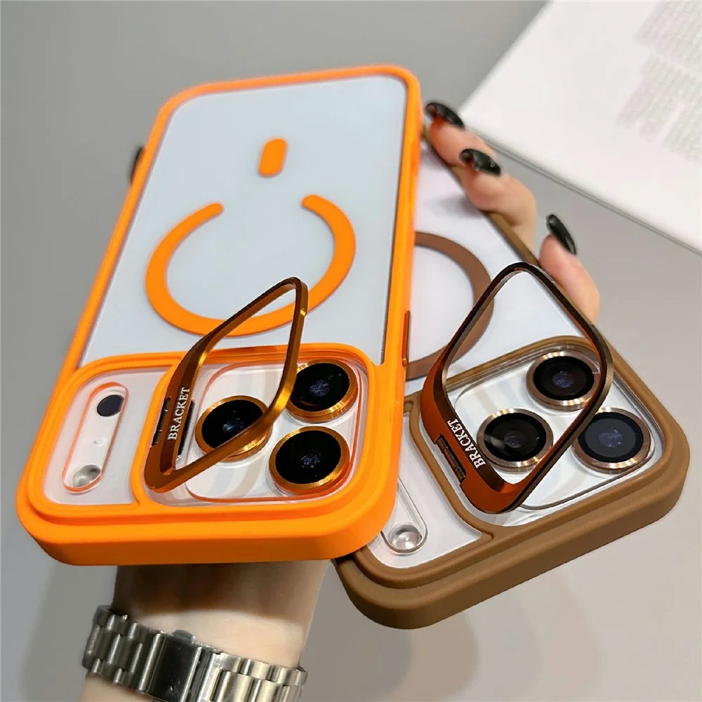 For iPhone 18 Pro / 17 Pro Case Compatible with MagSafe TPU Acrylic Phone Cover with Lens Frame Kickstand  /  Lens Film - Dark Purple - 5