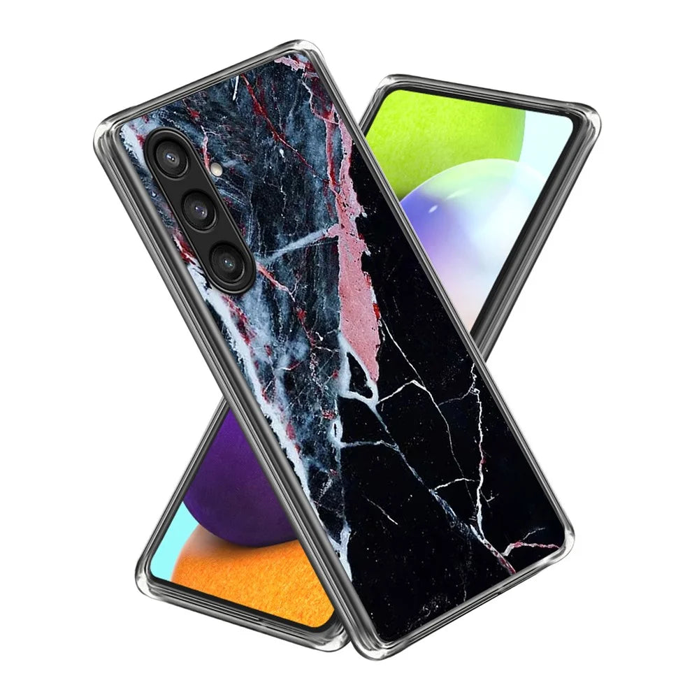 For Samsung Galaxy S26 Case Pattern Printing TPU Phone Back Cover - Black Marble - 1