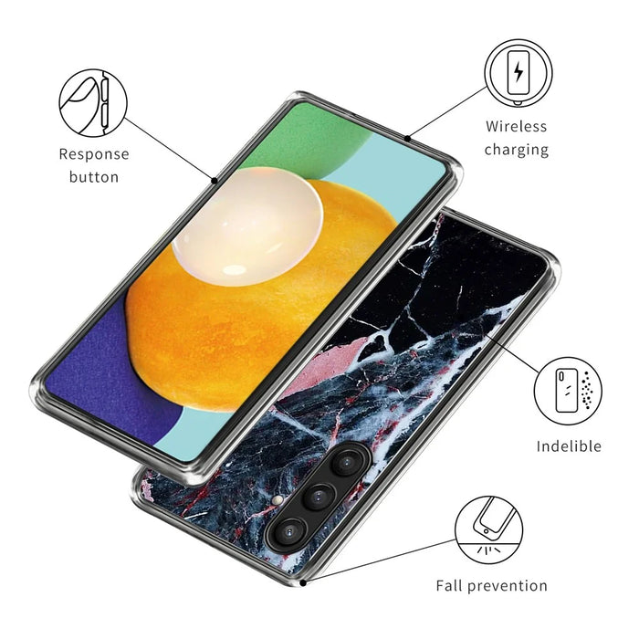 For Samsung Galaxy S26 Case Pattern Printing TPU Phone Back Cover - Black Marble - 3