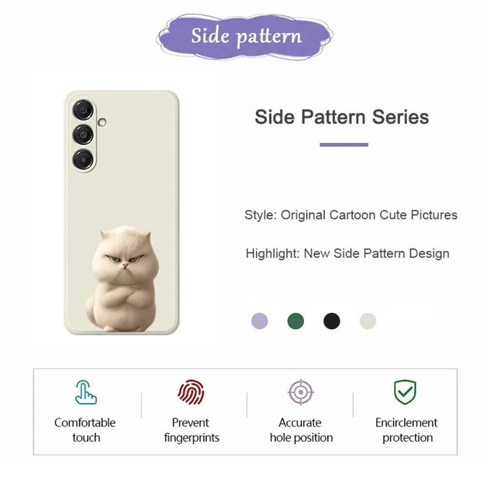 For Samsung Galaxy S26 Case Angry Cat Pattern Printing Straight Edge TPU Phone Back Cover - Beige - 2