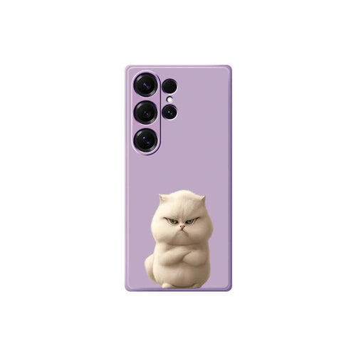 For Samsung Galaxy S26 Ultra Case Angry Cat Pattern Printing Straight Edge TPU Phone Back Cover - Purple - 1