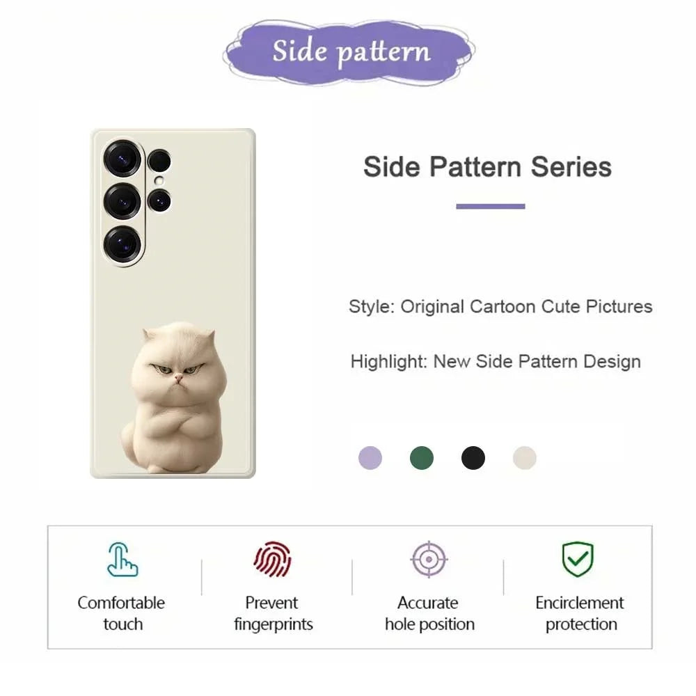 For Samsung Galaxy S26 Ultra Case Angry Cat Pattern Printing Straight Edge TPU Phone Back Cover - Purple - 2