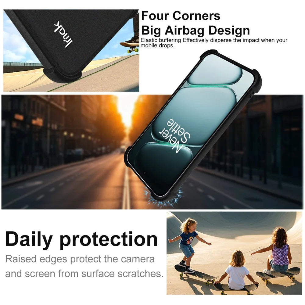 IMAK For OnePlus Turbo 6 5G Case TPU Phone Cover Airbag Shockproof Protection - Matte Black - 5