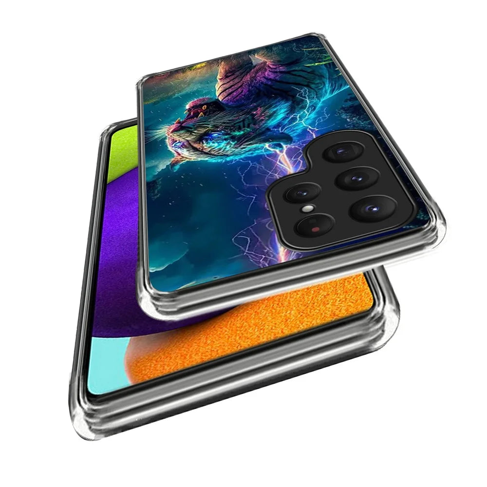 For Samsung Galaxy S26 Ultra Case IMD Pattern Printed Shockproof TPU Phone Cover - Lightning Tiger - 2