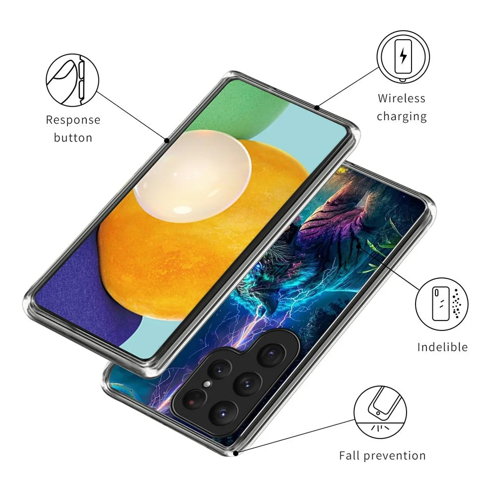 For Samsung Galaxy S26 Ultra Case IMD Pattern Printed Shockproof TPU Phone Cover - Lightning Tiger - 3