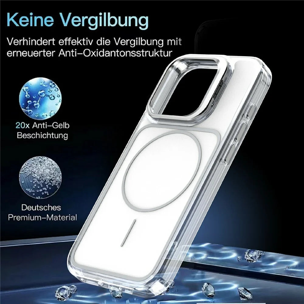 For iPhone 15 Pro Magnetic Case Matching Color Lens Kickstand TPU PC Phone Cover Compatible with MagSafe - White - 7