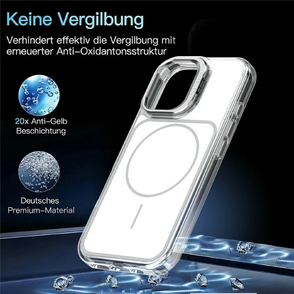 For iPhone 16 Magnetic Case Matching Color Lens Kickstand TPU PC Phone Cover Compatible with MagSafe - White - 7