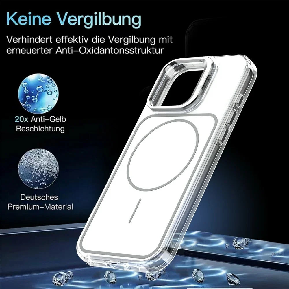 For iPhone 16 Pro Max Magnetic Case Matching Color Lens Kickstand TPU PC Phone Cover Compatible with MagSafe - White - 7