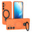 For Samsung Galaxy S24 Magnetic Case Rotating Kickstand TPU PC Phone Cover - Orange - 1