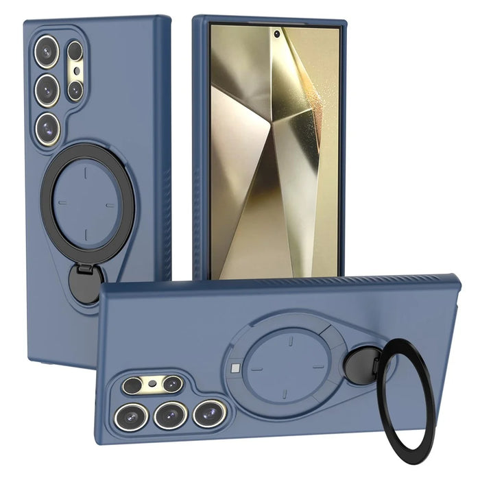 For Samsung Galaxy S24 Ultra Magnetic Case Rotating Kickstand TPU PC Phone Cover - Blue - 1