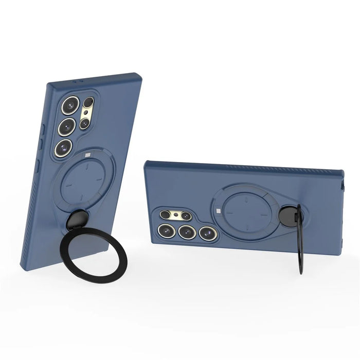 For Samsung Galaxy S24 Ultra Magnetic Case Rotating Kickstand TPU PC Phone Cover - Blue - 2