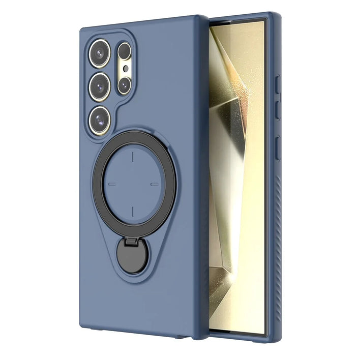 For Samsung Galaxy S24 Ultra Magnetic Case Rotating Kickstand TPU PC Phone Cover - Blue - 4