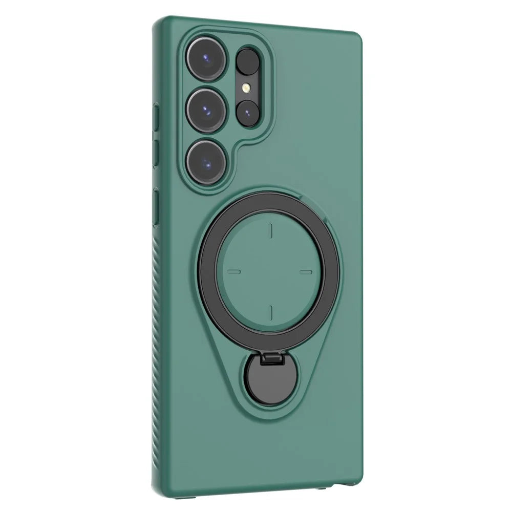 For Samsung Galaxy S23 Ultra Magnetic Case Rotating Kickstand TPU PC Phone Cover - Green - 3