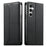 For Samsung Galaxy S25 FE Wallet Stand Case Line Splicing TPU PU Leather Phone Cover - Black - 1