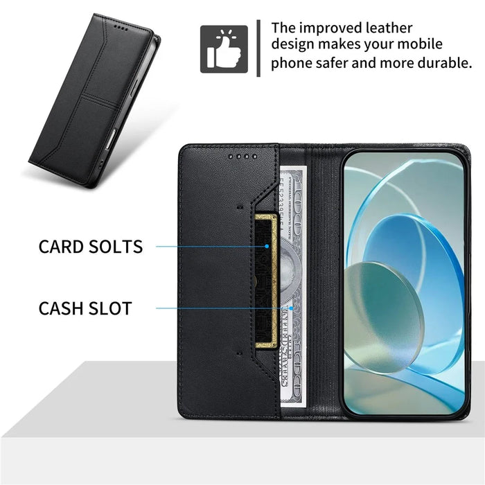 For Samsung Galaxy S25 FE Wallet Stand Case Line Splicing TPU PU Leather Phone Cover - Black - 5