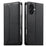 For iPhone 16 Wallet Stand Case Line Splicing TPU PU Leather Phone Cover - Black - 1